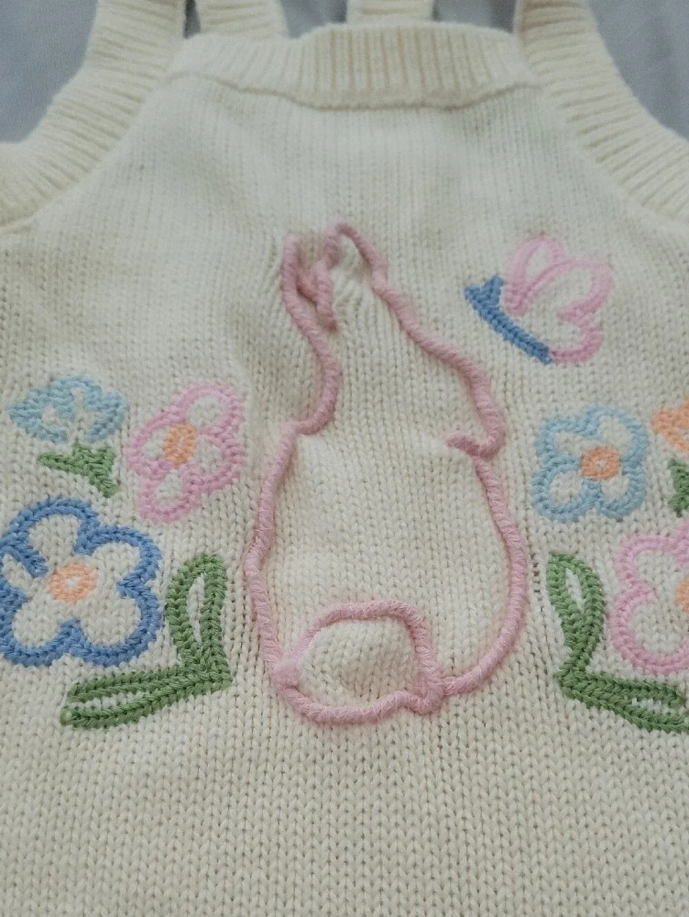 Old Navy Cream Knit Bunny & Floral Romper
